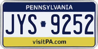 PA license plate JYS9252