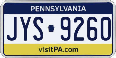 PA license plate JYS9260