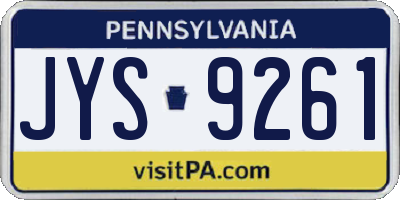 PA license plate JYS9261