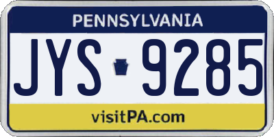 PA license plate JYS9285