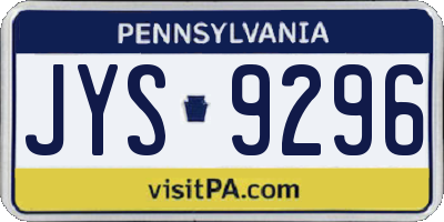 PA license plate JYS9296