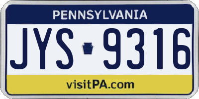 PA license plate JYS9316