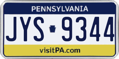 PA license plate JYS9344