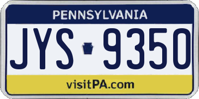 PA license plate JYS9350