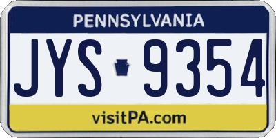 PA license plate JYS9354