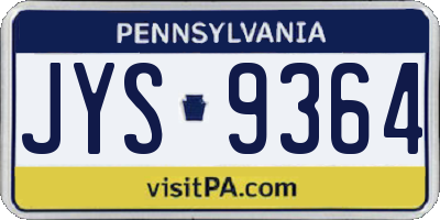 PA license plate JYS9364
