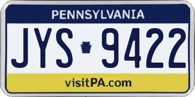 PA license plate JYS9422