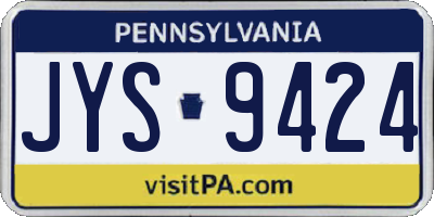 PA license plate JYS9424