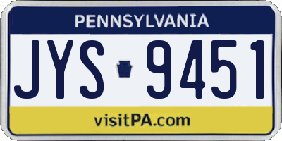 PA license plate JYS9451