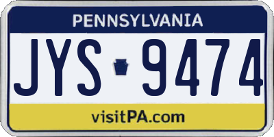 PA license plate JYS9474