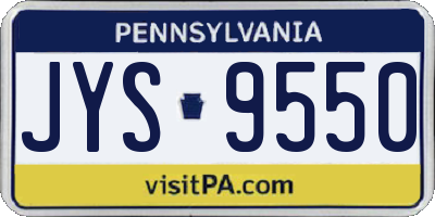 PA license plate JYS9550