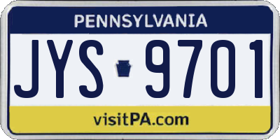 PA license plate JYS9701