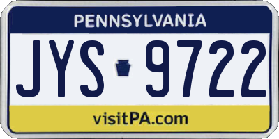 PA license plate JYS9722
