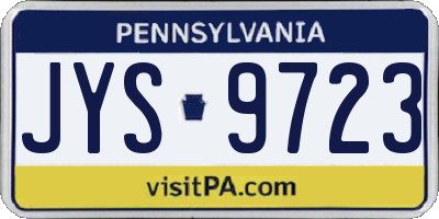 PA license plate JYS9723