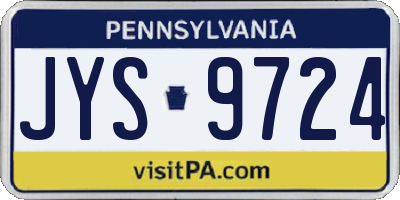PA license plate JYS9724