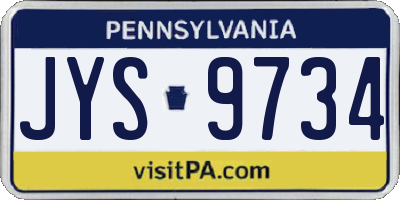 PA license plate JYS9734