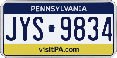 PA license plate JYS9834