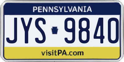 PA license plate JYS9840