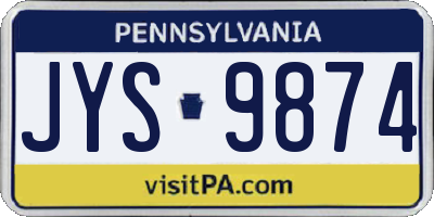 PA license plate JYS9874