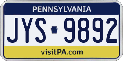 PA license plate JYS9892