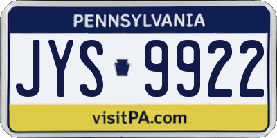PA license plate JYS9922