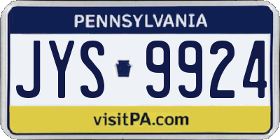 PA license plate JYS9924