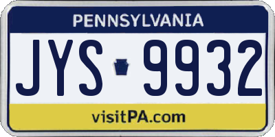 PA license plate JYS9932
