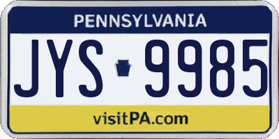 PA license plate JYS9985