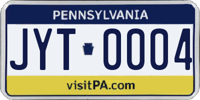 PA license plate JYT0004