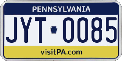 PA license plate JYT0085