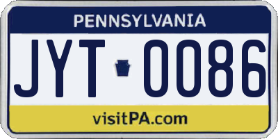 PA license plate JYT0086