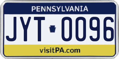 PA license plate JYT0096