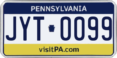 PA license plate JYT0099