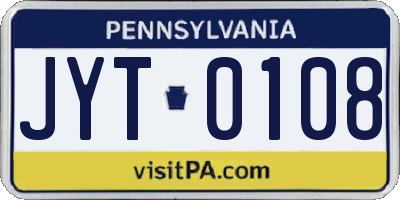 PA license plate JYT0108