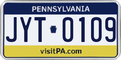 PA license plate JYT0109