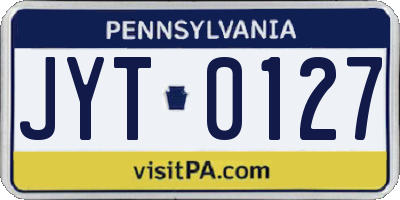 PA license plate JYT0127