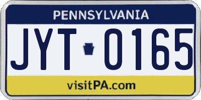 PA license plate JYT0165