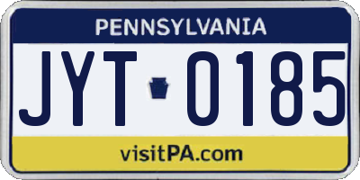 PA license plate JYT0185