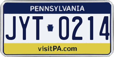 PA license plate JYT0214