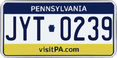 PA license plate JYT0239