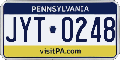 PA license plate JYT0248