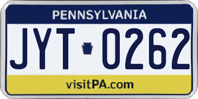 PA license plate JYT0262