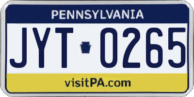 PA license plate JYT0265