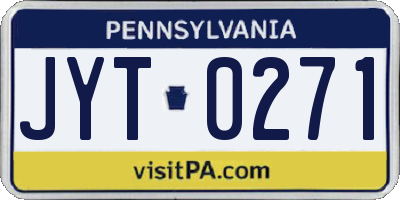 PA license plate JYT0271