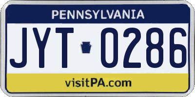 PA license plate JYT0286