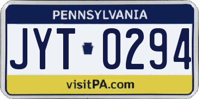 PA license plate JYT0294