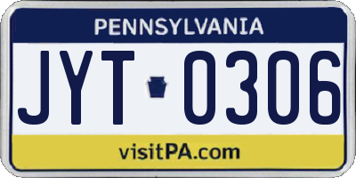 PA license plate JYT0306