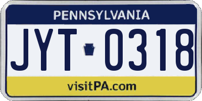 PA license plate JYT0318