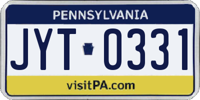 PA license plate JYT0331