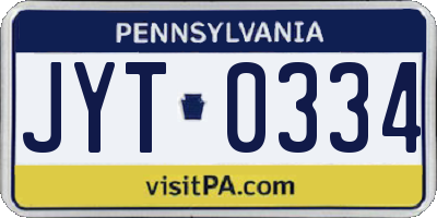 PA license plate JYT0334